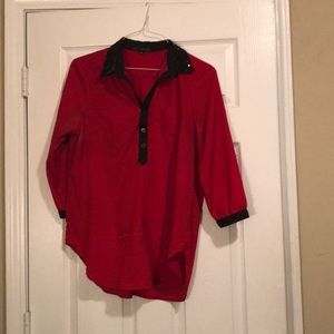 Red sequin collar blouse